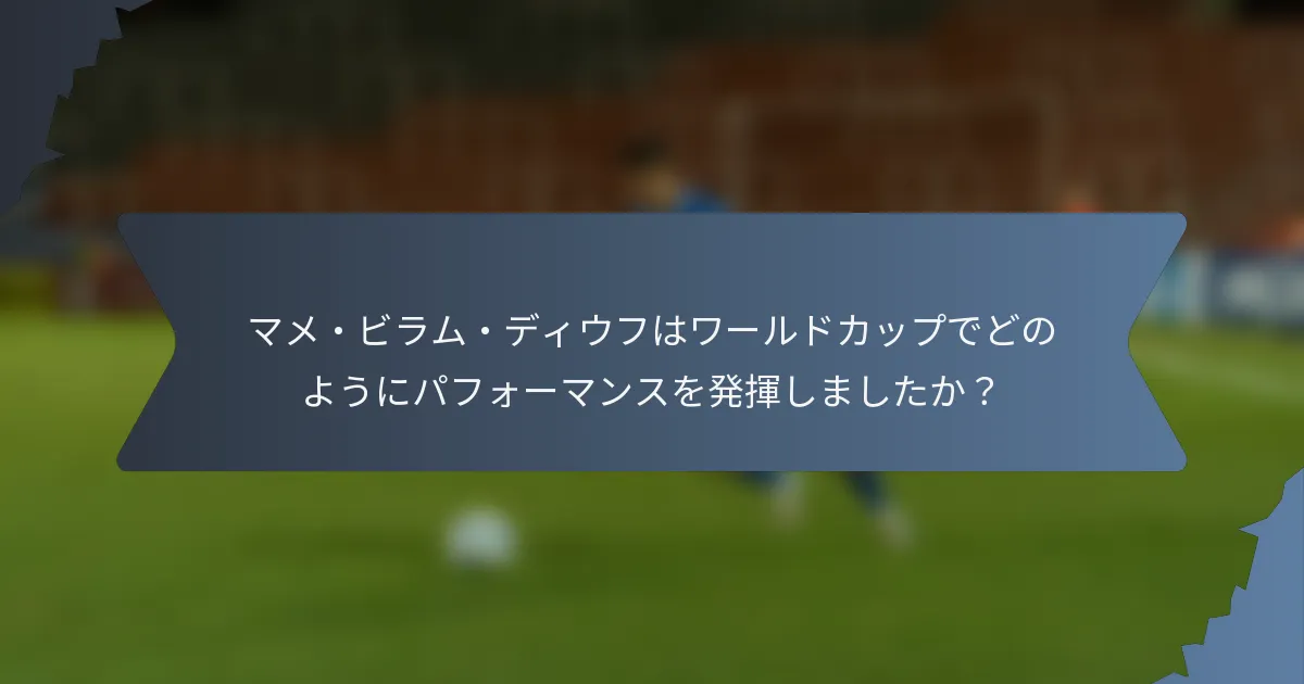 マメ・ビラム・ディウフはワールドカップでどのようにパフォーマンスを発揮しましたか？
